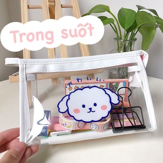 Túi đựng bút, mỹ phẩm trong suốt pvc in hình đáng yêu 2021