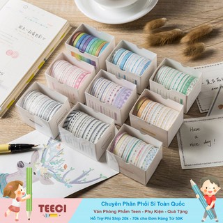 <Ảnh Thật Shop Chụp> Hộp 10 Cuộn Băng Keo Washi Tape Mini 5mm DIY Trang Trí Bullet Journal Nhật Ký, Sổ Lưu Niệm Teeci678