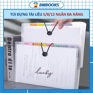 Túi đựng tài liệu 5/8/12 ngăn sức chứa lớn đa năng Lucky hoạ tiết Basic bằng nhựa cán mờ chống nước BMBooks