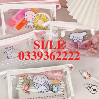 [ HAIANHSHOP ] Túi đựng bút mỹ phẩm mini trong suốt in hình cute chất liệu đẹp Duashop >