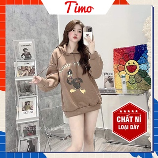 Áo hoodie nữ vịt DAFFY DUCK áo nỉ nữ Lót Lông , thời trang form rộng nam nữ phong cách ulzzang hàn quốc ATD007
