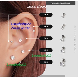 Khuyên titan đính kim tròn thanh xỏ siêu mỏng FKTSM1