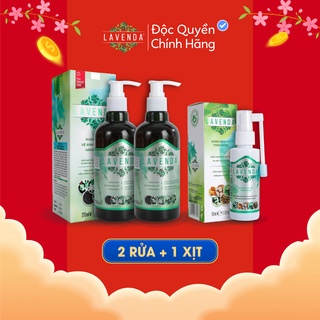 Combo khử nhanh Nấm ngứa, Khử mùi hôi, khí hư, Huyết trắng (1 xịt Lavenda 60 ml + 2 rửa Lavenda 275ml)