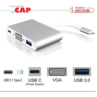 Cáp Chuyển Đổi Type-C Sang USB 3.0 VGA Adapter Cao Cấp