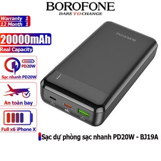Pin sạc dự phòng 20000mAh BOROPHONE BJ19A sạc nhanh PD20W (cổng Type-C), có đèn báo LED, 1 cổng ra USB - Chính hãng