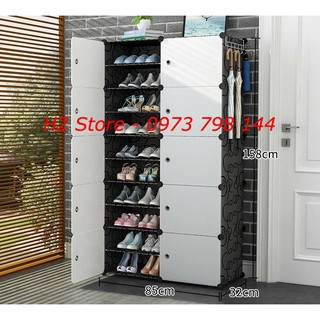 TỦ ĐỂ GIÀY CỬA TRẮNG ĐỤC VÁCH ĐEN 20 Ô (chia ô).