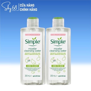 Combo 2 Nước Tẩy Trang Dịu Nhẹ Giúp Lấy Đi Hết Bụi Bẩn Và Lớp Trang Điểm Simple Kind To Skin Micellar Water 200ml