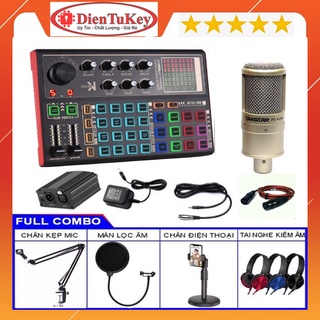 Combo Sound Card K300 2021 Và Micro Takstar PC K200 tặng kèm tai nghe chuyên thu âm, livestream, karaoke onine