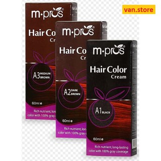 KEM NHUỘM TÓC PHỦ BẠC 100% M.PROS 60mlx2 [Đen - Nâu Đen - Nâu]