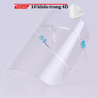Combo 10 Kính che mặt chống giọt bắn có gọng gương QS6 Shalla Tặng kèm 10 KT