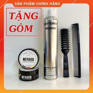 ❤️KHUYẾN MẠI SỐC❤️ Sáp Vuốt Tóc Nam MUNDER + Tặng Gôm Butterfly 320ml + Tặng Lược | Wax vuốt tóc nam | Keo vuốt tóc nam