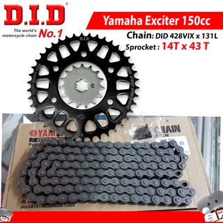 Nhông sên dĩa DID Exciter 150cc lên 14 dĩa 43T – Sên phốt cao su 131L TFX ( Thái Lan )