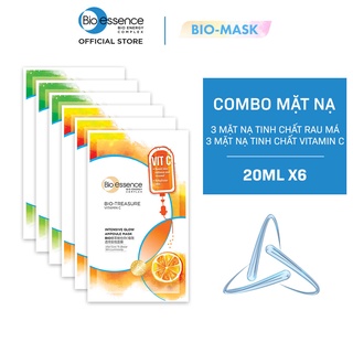 Combo 6 Mặt nạ dưỡng da Bio-treasure 20ml: 3 Mặt nạ tinh chất Rau má + 3 Mặt nạ tinh chất vitamin C