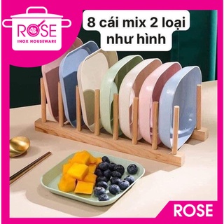Set 8 Dĩa Nhựa Lúa Mạch Tone Màu Pastel Siêu Dễ Thương - SET 8 ĐĨA NHỰA  AN TOÀN SỨC KHỎE (4 Nông+ 4 Sâu)