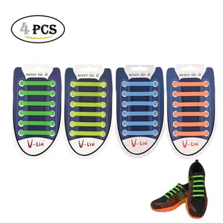 Dây giày cao su đàn hồi thông minh VTIE Shoelace mặt trơn từ silicon bộ 12 Dây
