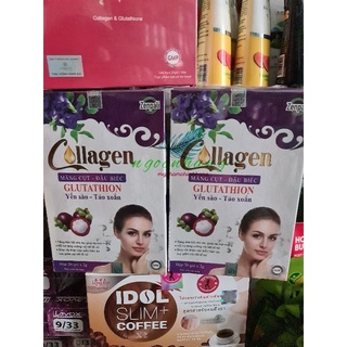 Cốm Collagen măng cụt đậu biếc đẹp da tăng size vòng 1 hộp 30 gói