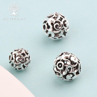 Charm bạc hình cầu họa tiết hoa văn xỏ ngang - NQ Jewelry