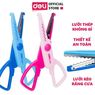 Kéo học sinh răng cưa 136mm Deli - Xanh/Hồng - 1 chiếc - ED60000