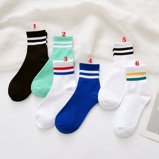 Vớ ulzzang unisex cổ trung hai sọc cổ chân [SHOPEE TRỢ GIÁ]
