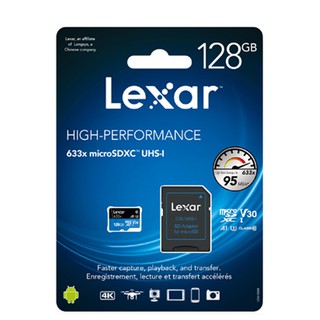 (CÓ SẴN) Thẻ nhớ Lexar 128Gb 633x Micro SDXC UHS-l V30 - 95MB/s - Tặng kèm áo thẻ (SD Adapter)