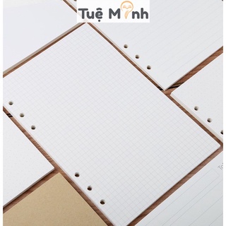 Ruột sổ còng A5 90 trang caro/ dot/ kẻ ngang/ kế hoạch Giấy refill Tuệ Minh dày dặn 100gsm P07
