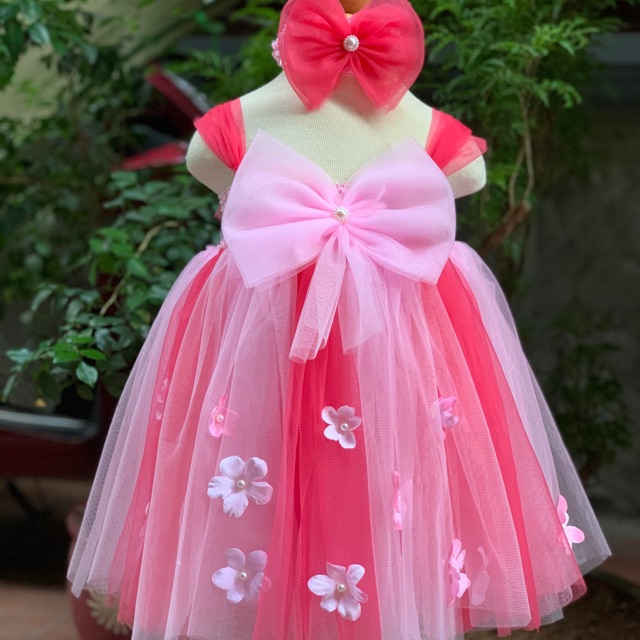Váy tutu cho bé hồng pha đào siêu xinh, đủ size từ 1 tháng đến 8 tuổi, tặng kèm băng đô hoặc cài tóc