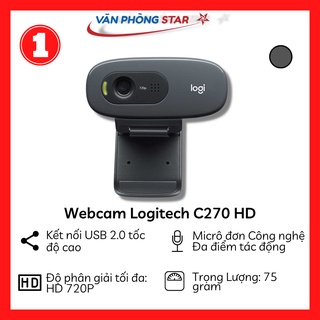 Webcam Logitech C270 HD Gọi, học, họp trực tuyến, Webcam góc rộng với micro giảm tiếng ồn. Hàng chính hãng