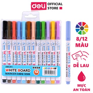Bút dạ đa năng Deli - 8/12 màu - Viết trên nhiều chất liệu - 1 hộp - S504 / S506