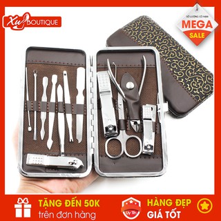Bộ Cắt, Bấm Móng Tay Inox Hộp Da Cao Cấp Full Box Tiện Lợi