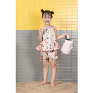 Bộ quần đùi áo sát nách họa tiết bé gái B62.1908 - Thời trang gia đình VT