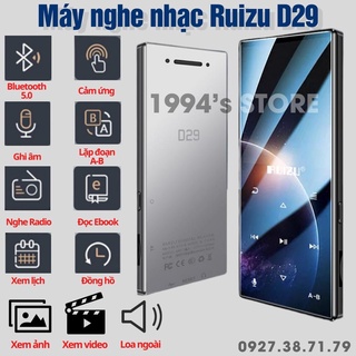(CÓ SẴN) Máy Nghe Nhạc RUIZU D29 Bluetooth 5.0 Hifi Lossless - Bản 2022 - Cảm ứng - Bộ nhớ 8Gb - Loa ngoài siêu lớn