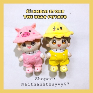 [20-22cm] Set outfit 4 món cho Doll - Đồ cho Doll - Mũ cho Doll - Yếm cho Doll