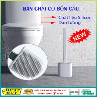 Dụng cụ cọ rửa nhà vệ sinh thông minh silicon 2 mặt dán tường Toilet Brush - Loại mới