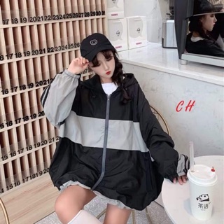 Áo khoác gió dù nhẹ 1 lớp 3 sọc tay phối màu cho nam nữ