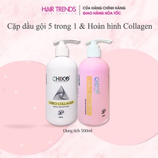 Dầu cặp collagen CHIKO phục hồi tóc hư tổn kích thích mọc tóc,dầu gội đa năng chính hãng 500ml