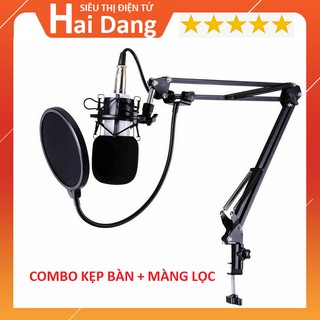 Giá Đỡ Kẹp bàn Livestream &amp; Màng Lọc Âm 2 Lớp Cao Cấp