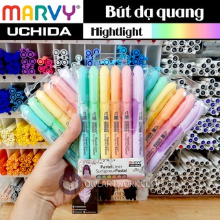 [CHÍNH HÃNG] Bộ 6 Bút đánh dấu Highlight MARVY UCHIDA Màu Pastel