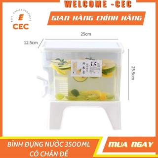 Bình đựng nước có vòi 3.5 lít kèm chân kê - Bình nước để bàn và tủ lạnh gia đình tiện dụng tháo lắp đa năng [CEC Store]