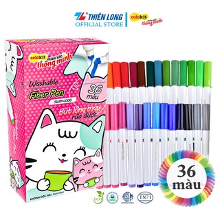 Combo Bút Lông Màu Thiên Long Fiber Pen Washable SWM-C006 - 36 Màu- Viết Được Nét Mảnh Nét To- Mua nhiều giá tốt