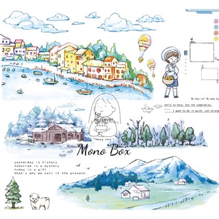 [Chiết] Washi Tape 35x7cm băng dính trang trí chủ đề phong cảnh làng quê Mono_box 00802