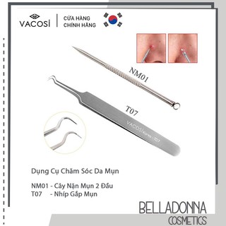 [HÀNG CHÍNH HÃNG] Dụng Cụ Nặn Mụn Vacosi Hàn Quốc (Cây Nặn Mụn, Nhíp Gắp Mụn)