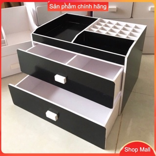 Kệ Đựng Mỹ Phẩm 2 ngăn đen - khay son