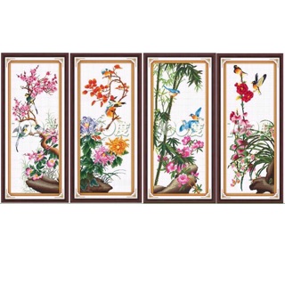 FREESHIP - EXRA Tranh thêu chữ thập tứ quý kt 41x91X4 cm