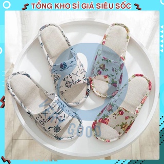 dép nữ nam đi trong nhà lê chống trơn có thể đi trong nhà tắm nhà vệ sinh đẹp họa tiết vải dieuphan