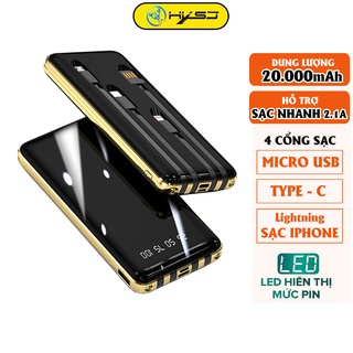 Pin sạc dự phòng HXSJ-20.000mAh Hỗ trợ sạc nhanh 2.1A, Tích hợp sẵn 4 đầu sạc chuyên dụng Micro usb, Type - C, Lightning