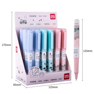 [Mã LIFEDELI20K5 giảm 20K đơn 0Đ] Bút máy kèm ống mực học sinh Deli - Họa tiết đáng yêu - Màu ngẫu nhiên - A919