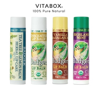 Badger - Son Dưỡng Môi Hữu Cơ Các Loại - USDA Organic Lip Balm - 4.2g