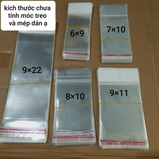 50 Túi opp dán miệng có móc treo size nhỏ (Kích thước chưa tính dán và móc treo ạ)
