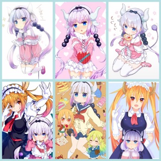 Poster anime maid dragon 1-5 tấm khác nhau đề can bóc dán