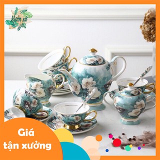 Bộ ấm trà CHIM SẺ VÀ HOA HỒNG TRẮNG (8 mẫu) - VS77